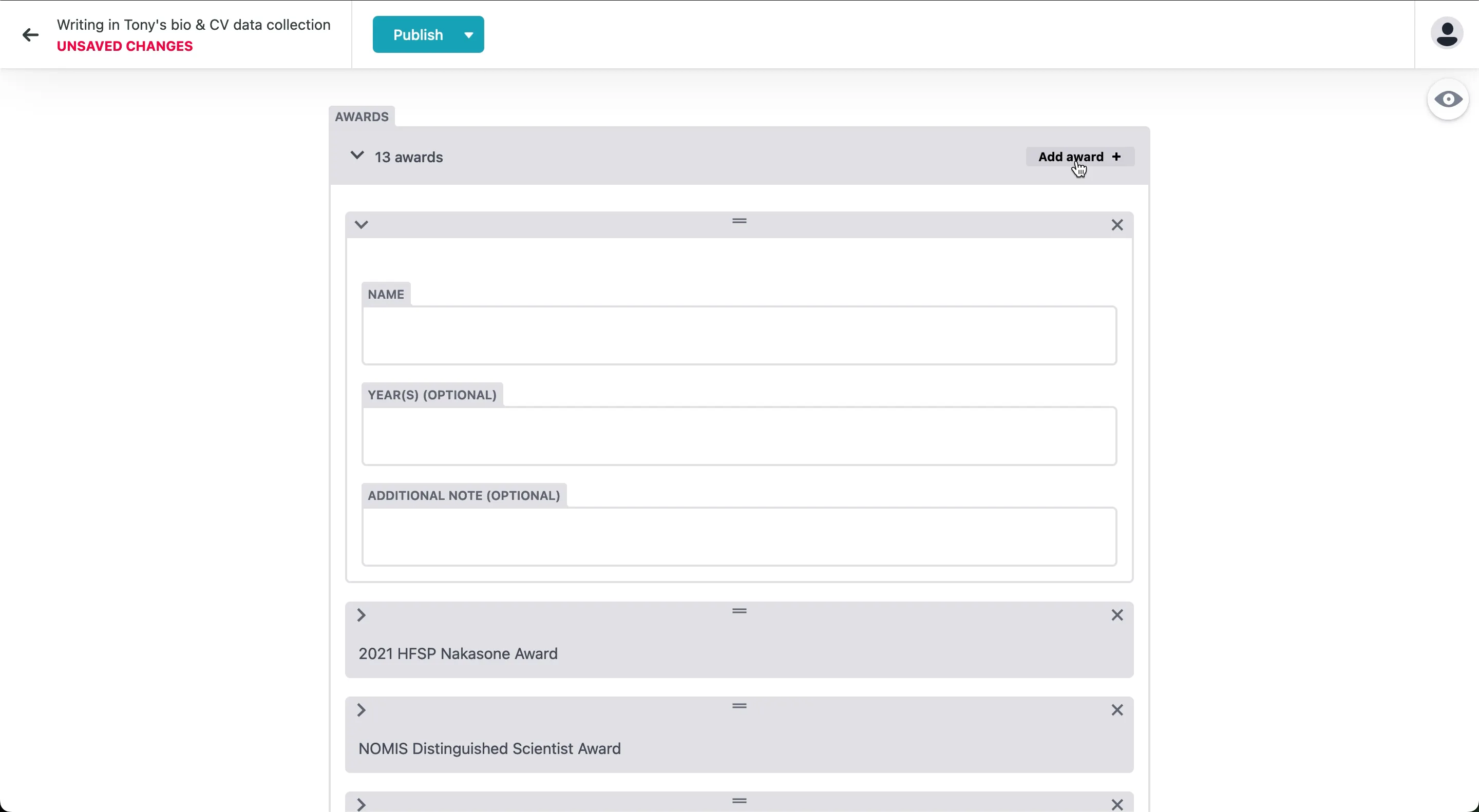 A screenshot showing three fields to fill out under the \